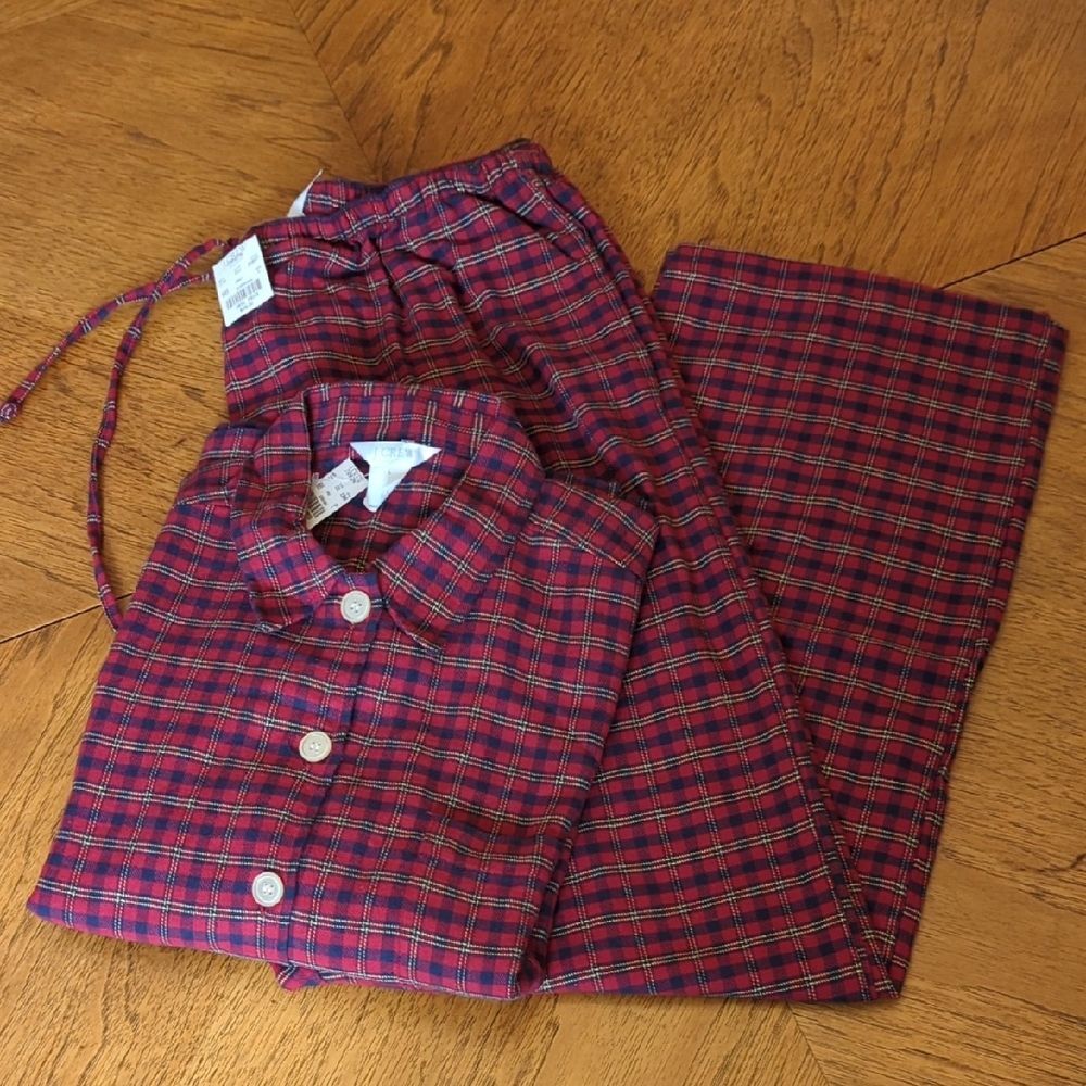 J. Crew Women's Plaid Pajama Set - Red and Blue Tartan 100% Cotton